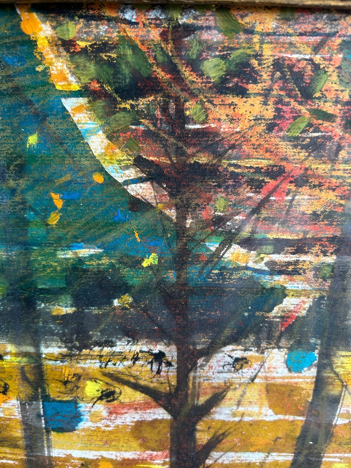 Abstract Herfst Landschap Schilderij Maria Kappelhoff 1985, Acrylverf, Gesigneerd, Overige materialen, Landschap