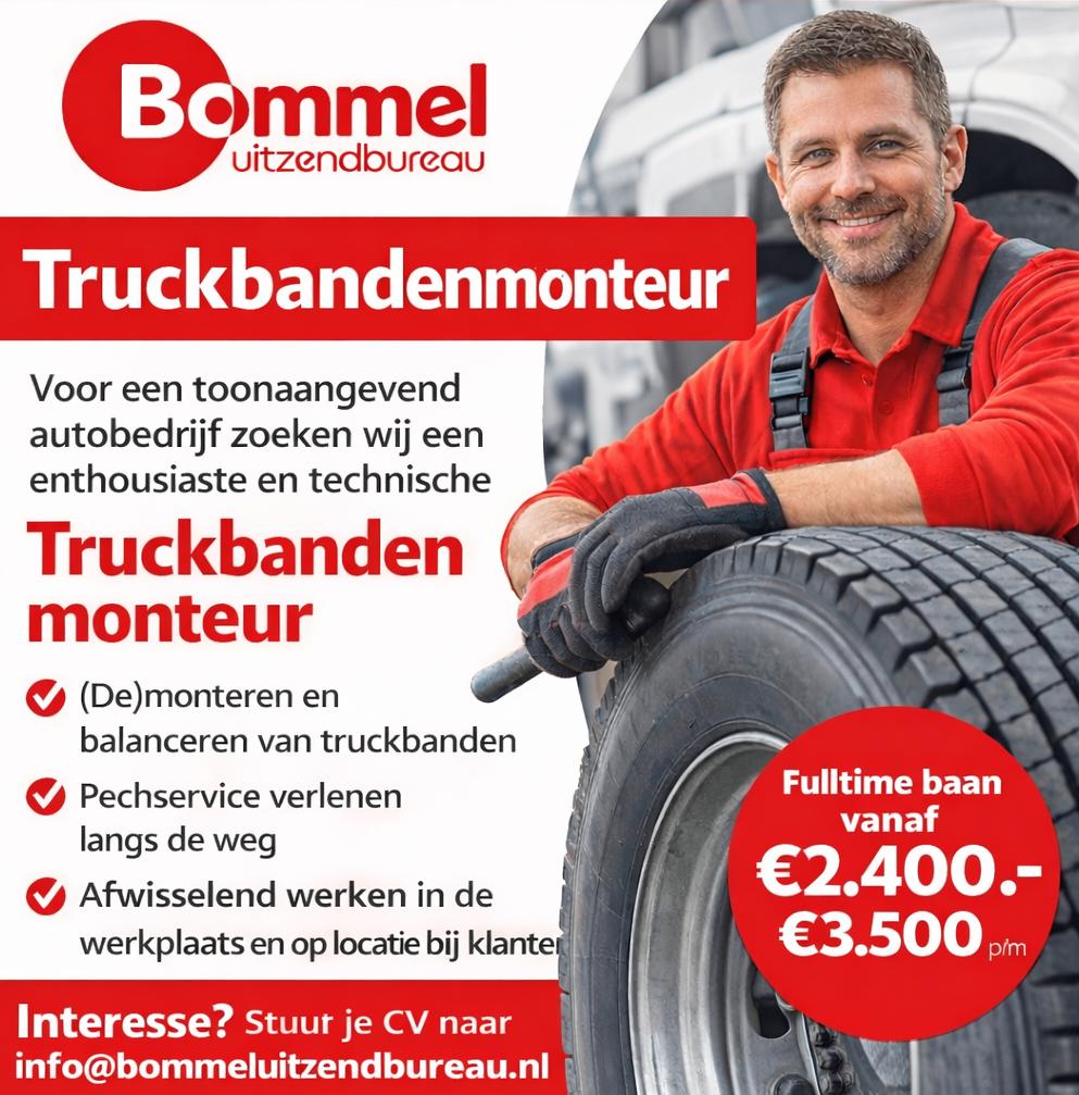Truckbandenmonteur, Vacatures, 33 - 40 uur, MBO, Vanaf 1 jaar, Vast contract