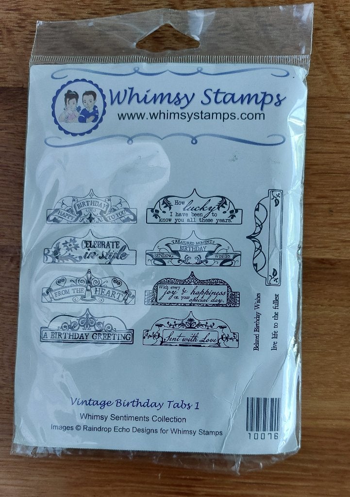 Whimsy Vintage birthday tekst stempels, Ophalen of Verzenden, Zo goed als nieuw, EZ-mounted stempel