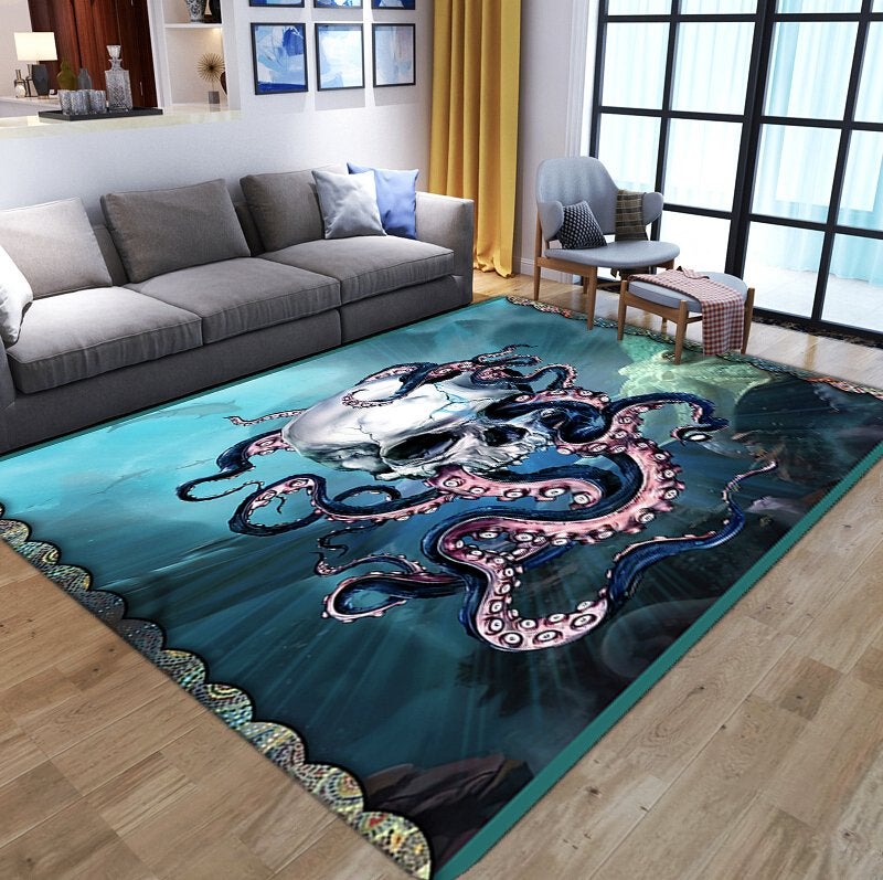 Doodskop Slangen Vloerkleed / Kleed Tapijt Skull Mat, Verzenden, 50 tot 100 cm, Rechthoekig, Nieuw