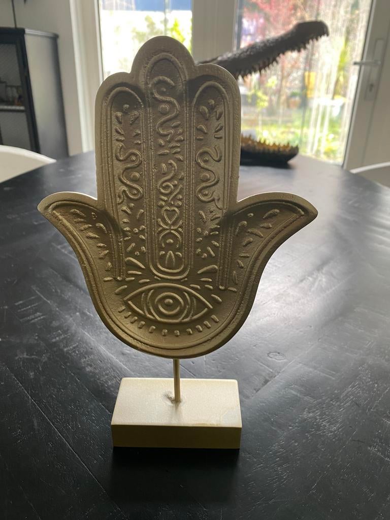 Ornament/hamsa/hand, hout, goudkleur of wit,p.st 5,00, Huis en Inrichting, Ophalen