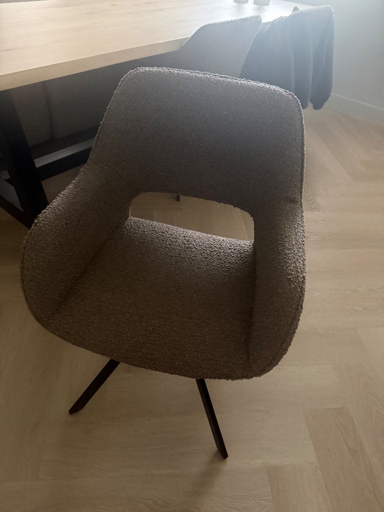 Eetkamerstoelen 8 stuks in lichtbruin/taupe kleur, Ophalen, Gebruikt, Bruin, Stof
