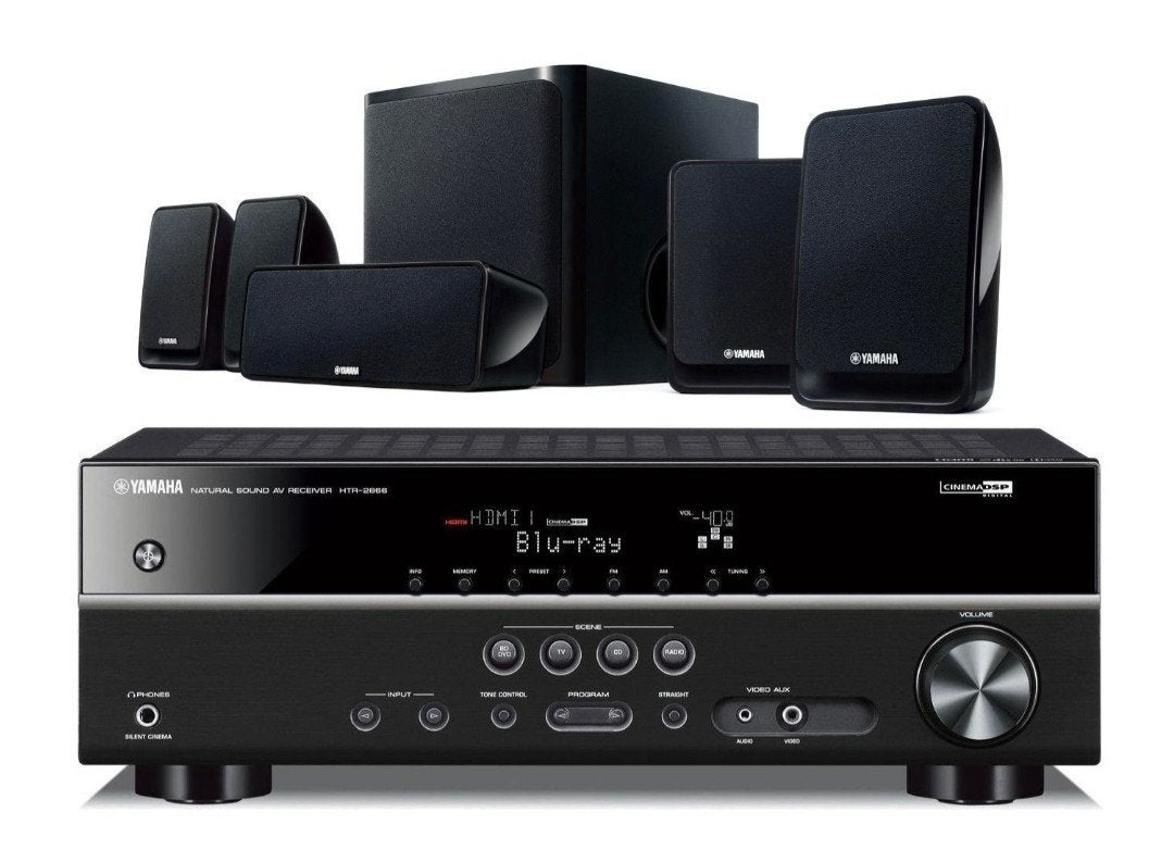 YAMAHA HTR 2866 5.1 receiver met 5 boxen en subwoofer, Gebruikt, Losse componenten, Speakers, Ophalen