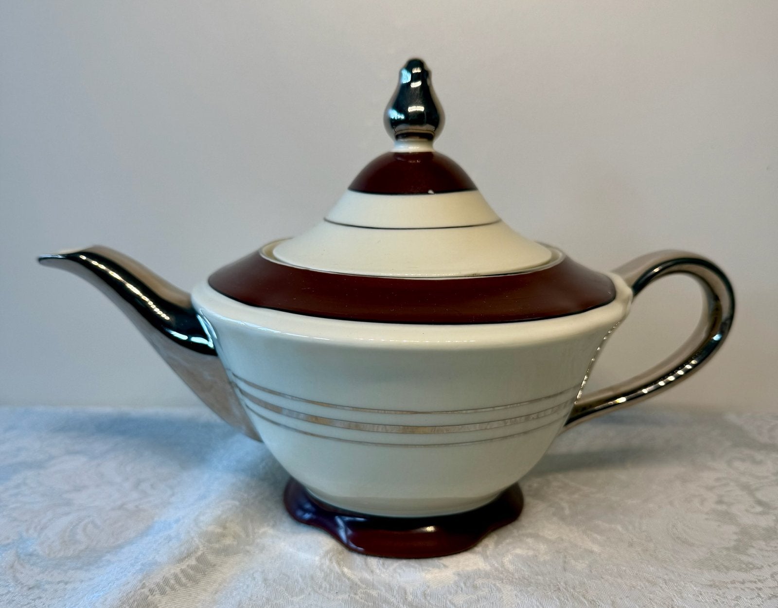 Art Deco Ivory Body theepot met zilveren accenten, Ophalen of Verzenden