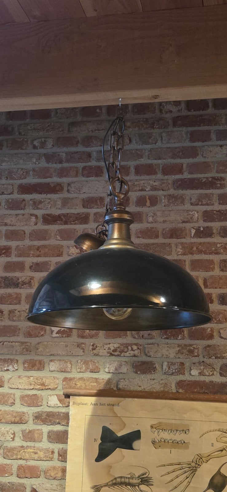 zwarte zware industriele hanglamp !, Ophalen of Verzenden, Gebruikt