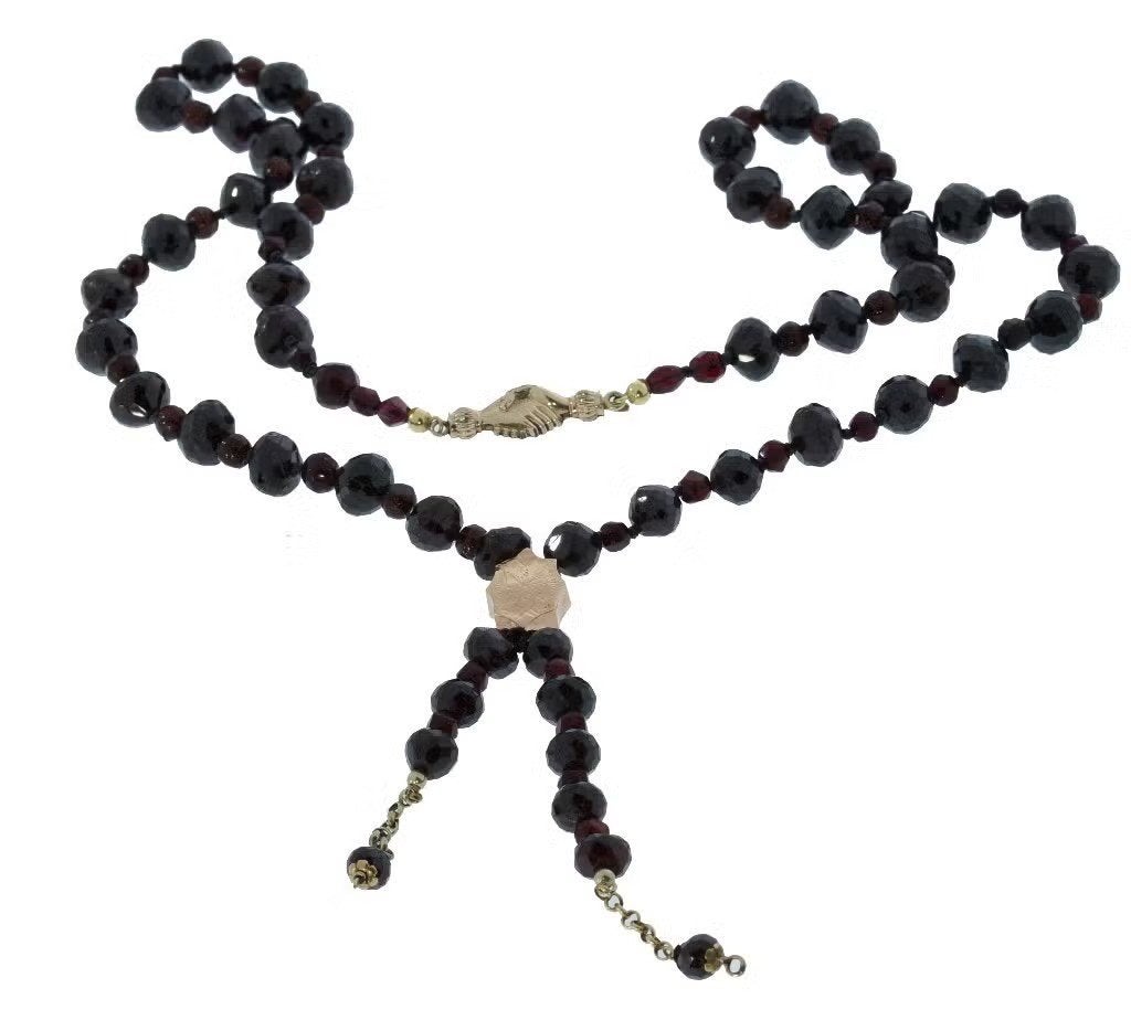 Granaat antieke fraaie ketting 14k slot goud schuif hanger, Voordeelsieraden, Ophalen of Verzenden, Zo goed als nieuw, Postbus 163, 8320 AD Urk