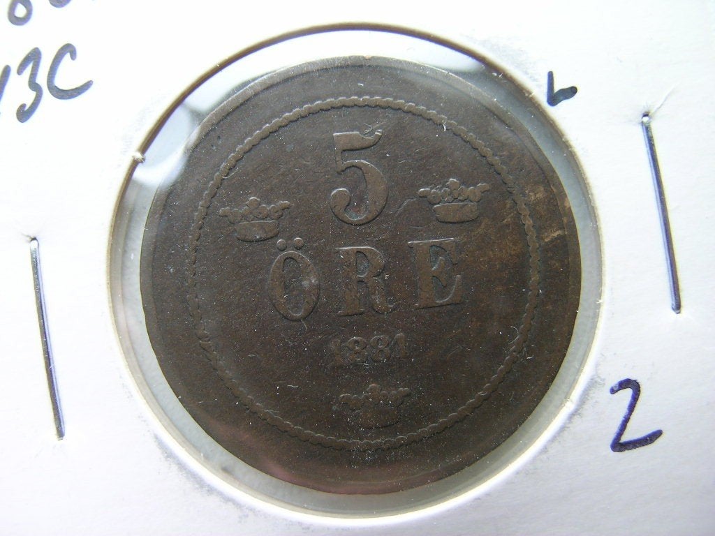 5 Ore 1881 Zweden, Postzegels en Munten, Ophalen of Verzenden, Overige landen, Losse munt