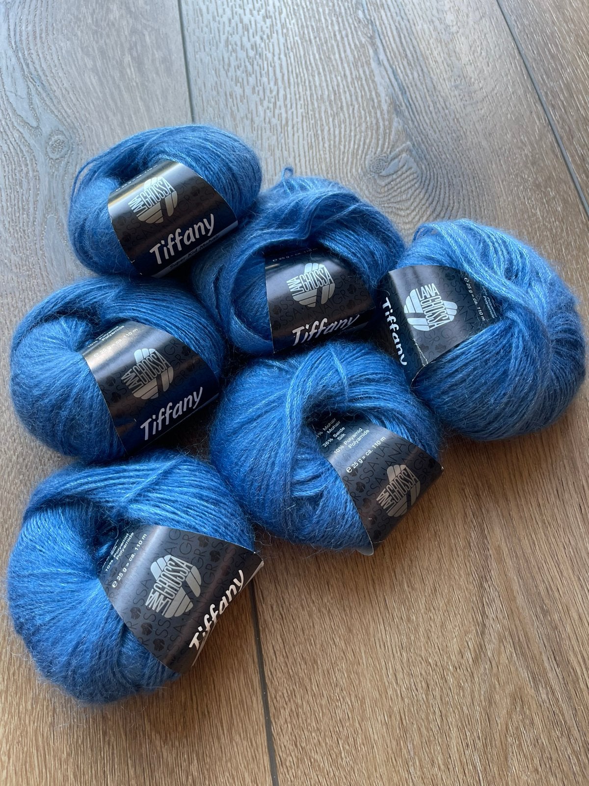 6 x Lana Grossa Tiffany 64% mohair 26% zijde wol,blauw,nieuw, Ophalen of Verzenden, Nieuw, Breien of Haken, Wol of Garen
