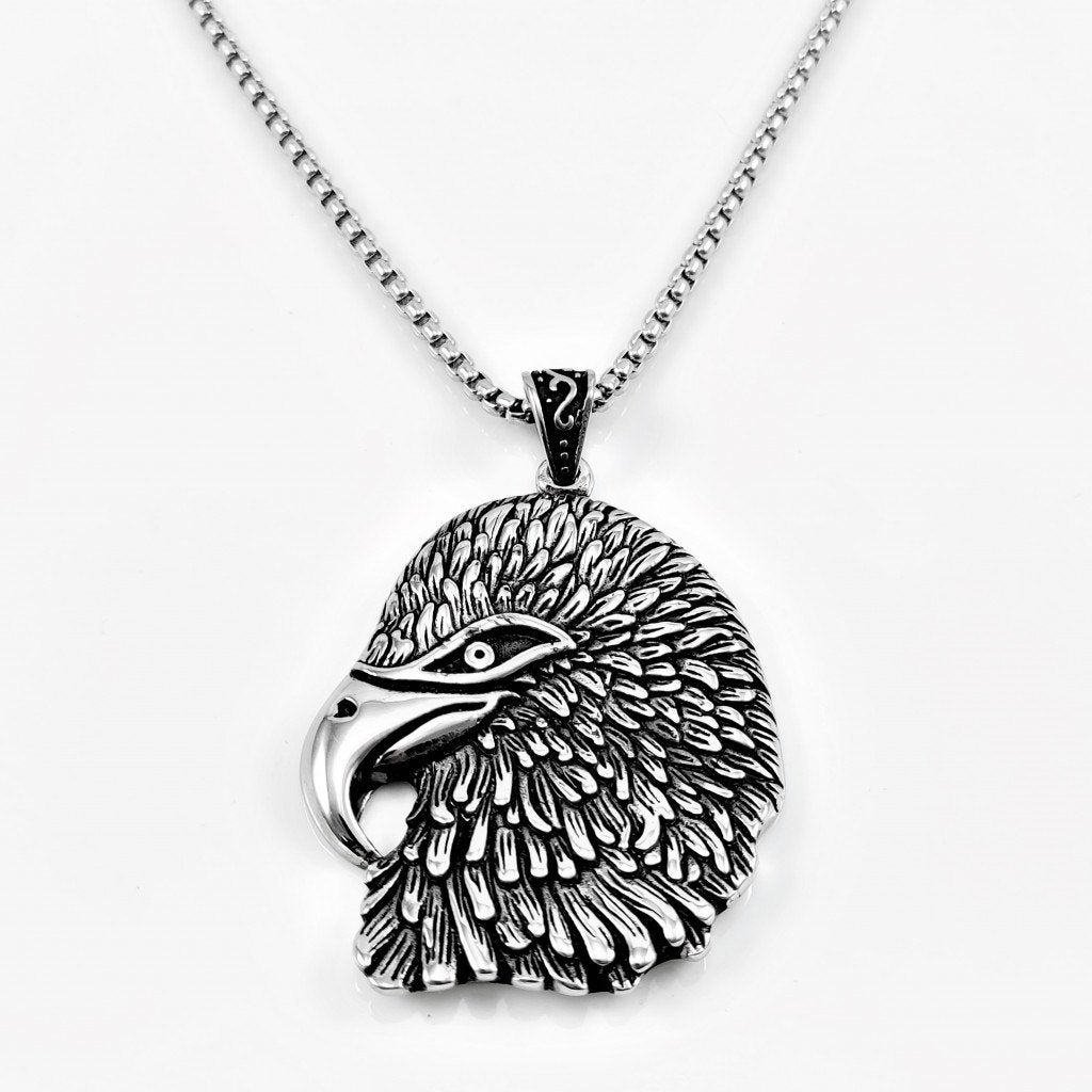 70cm x 3mm Ketting + Adelaarskop Hanger Dames Heren Stalen, Birgitta-Gracht 33, 6465 EL Kerkrade, Nederland, Verzenden, Nieuw