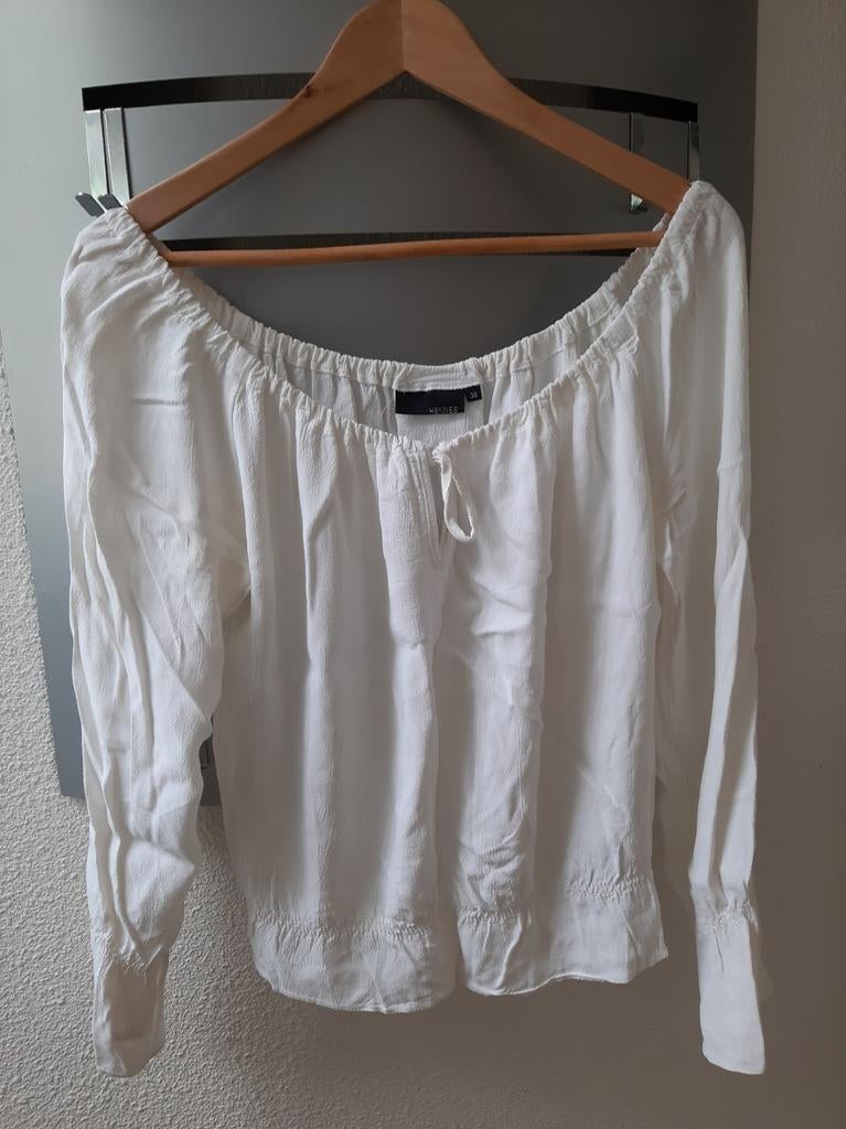 Hennes Dames Witte Bloese, maat 36, Wit, Hennes, Ophalen of Verzenden, Maat 36 (S)