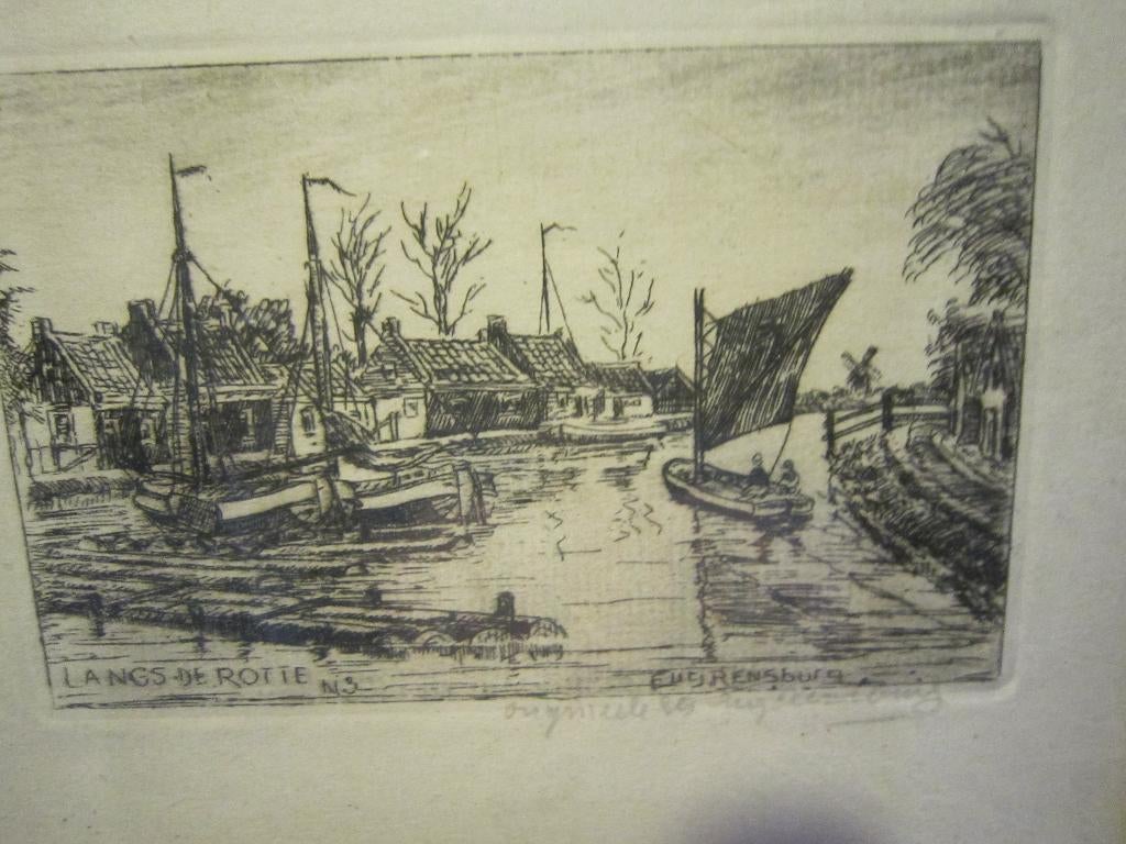 BERGSE LINKERROTTEKADE R.dam, Mooie ets EUG RENSBURG, Antiek en Kunst, Ophalen