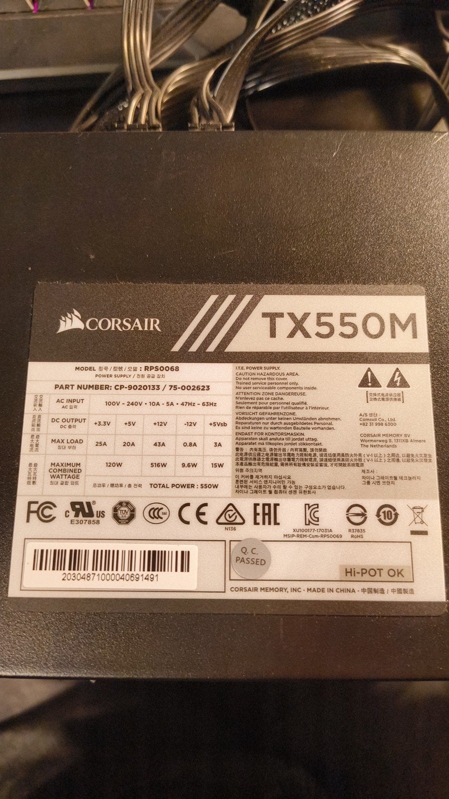 Corsair TX550M - 550WATT 80+ Gold, Computers en Software, Ophalen of Verzenden