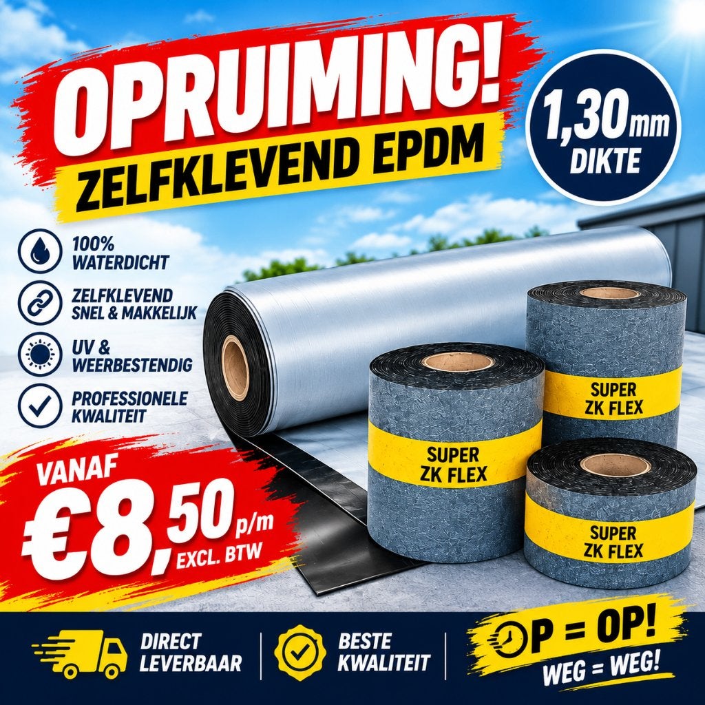 Zelfklevende EPDM 1,30mm dik | 1.50m Breed € 8,50m excl., Ophalen, Overige materialen, Zwart, Nieuw