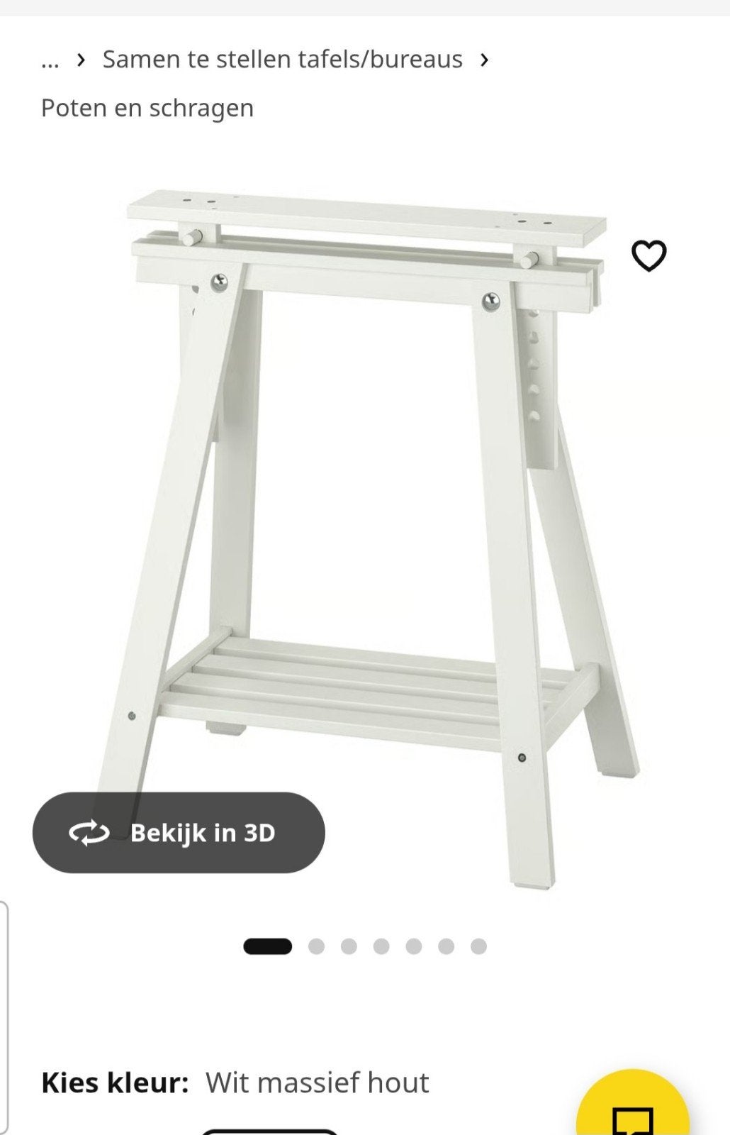 3 ikea mittback schragen, Ophalen, Wit, Hout, Twee