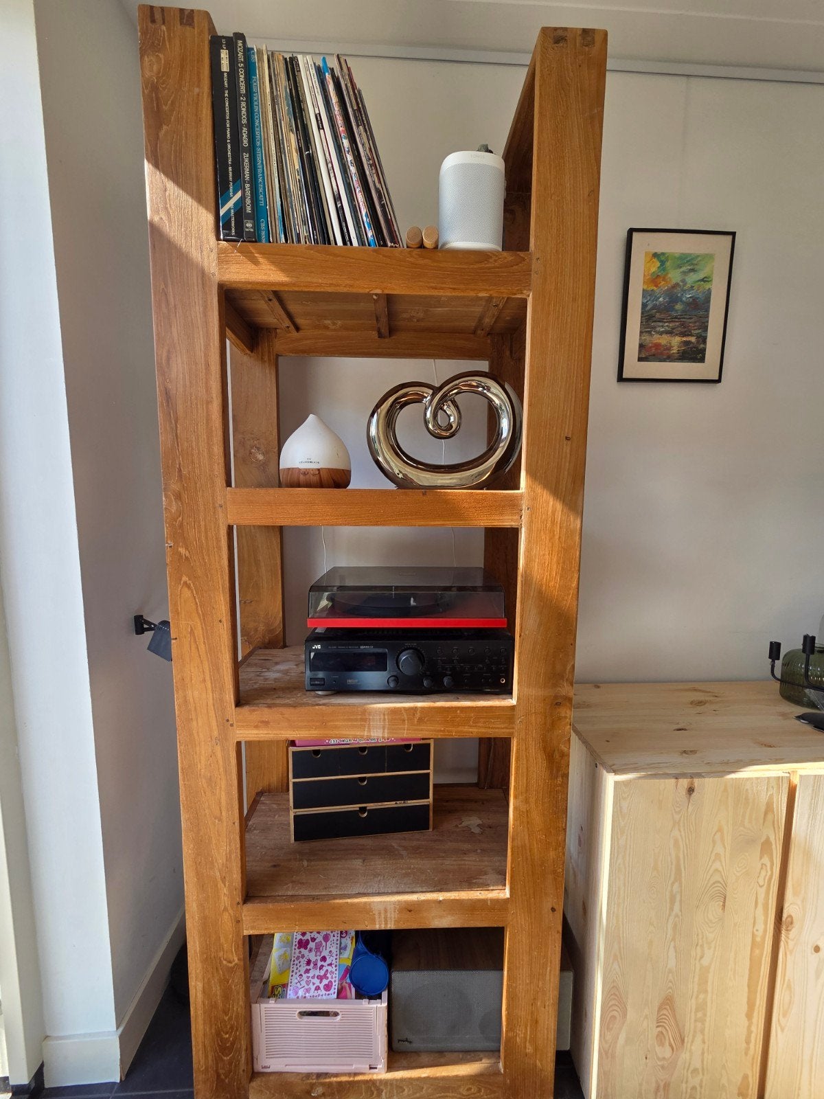 teakhouten vakkenkast, Ophalen, Gebruikt, 200 cm of meer, 50 tot 100 cm