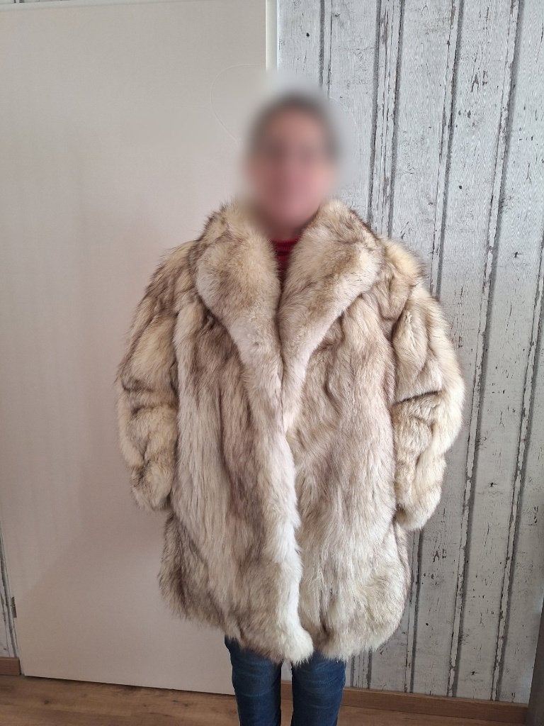 Enorme dikke volle blauwvos bontjas, maat XL, 46, Kleding | Dames, Ophalen of Verzenden, Zo goed als nieuw, Maat 46/48 (XL) of groter