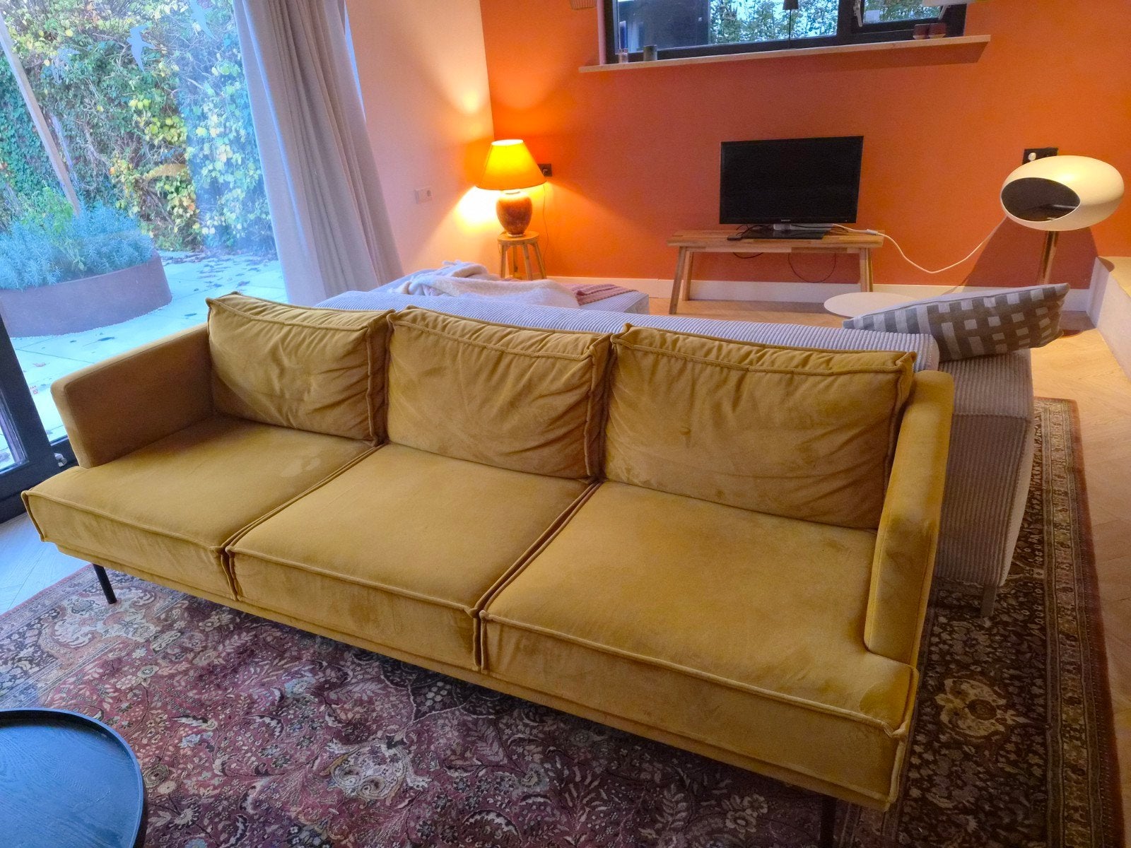 Okergele Sissy Boy bank - Goede staat, Ophalen, Gebruikt, Driepersoons, 75 tot 100 cm
