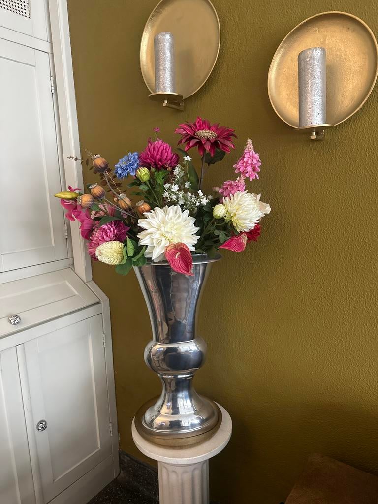 Grote vaas met kunstbloemen - 1 meter hoog, Ophalen of Verzenden, Zo goed als nieuw, Meerkleurig