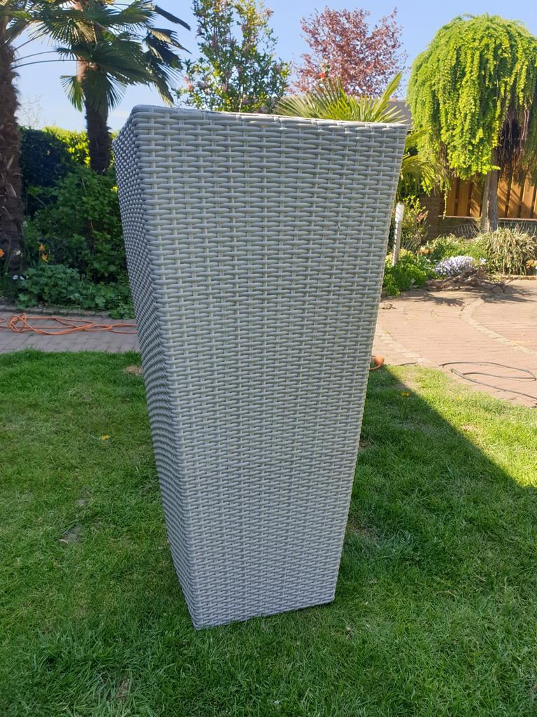 Hoge beige bloempot met inzetpot hoogte 90cm, Ophalen, Kunststof, Minder dan 60 cm, Vierkant