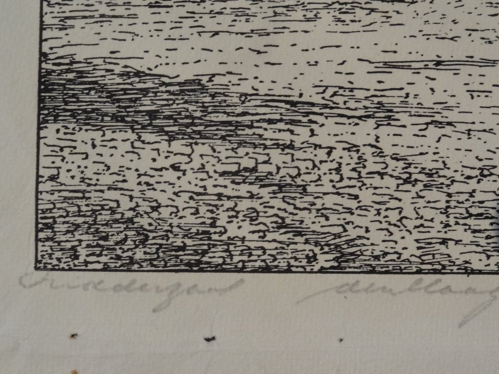 ets Ridderzaal Den Haag, monogram ET en signatuur, Antiek en Kunst, Kunst | Etsen en Gravures, Ets, Architectuur, Ophalen of Verzenden