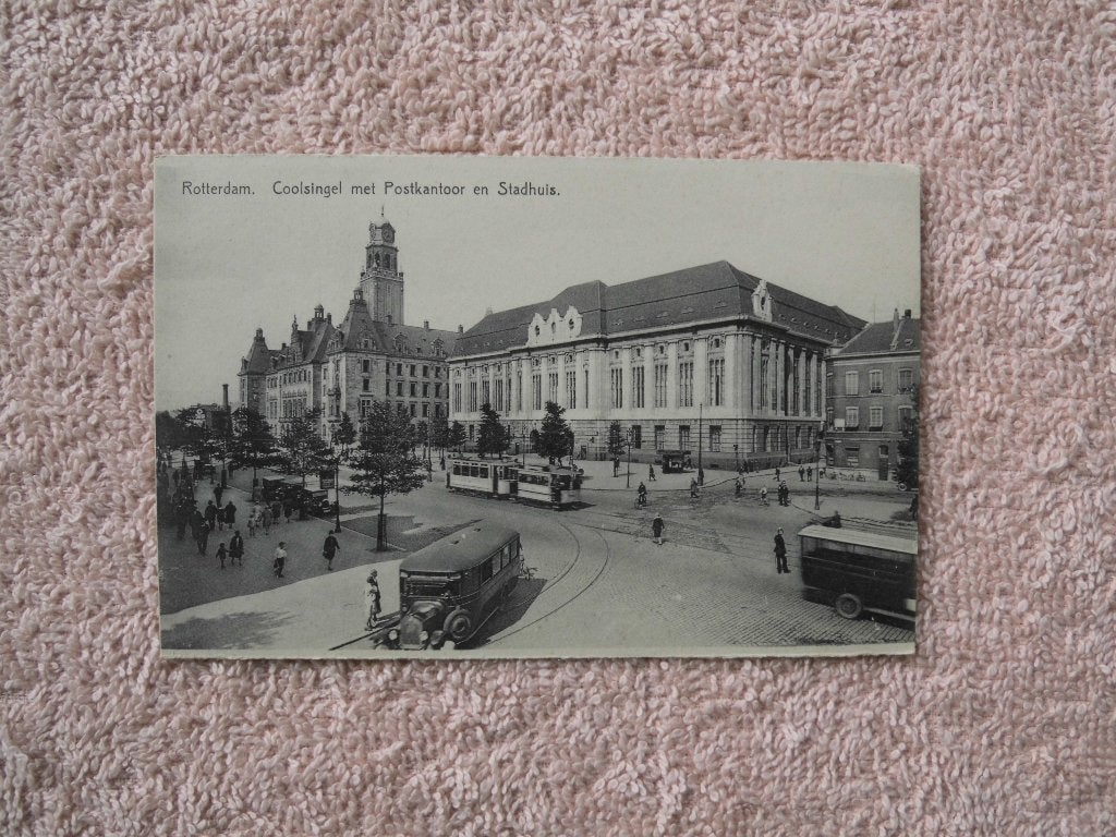 Oude Ansichtkaart Rotterdam Coolsingel Postkantoor Stadhuis, Ophalen of Verzenden, Voor 1920, Gelopen, Zuid-Holland