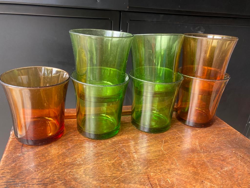 Vintage jaren 70 glaasjes - Arcopal stijl, Ophalen of Verzenden, Gebruikt, Waterglas