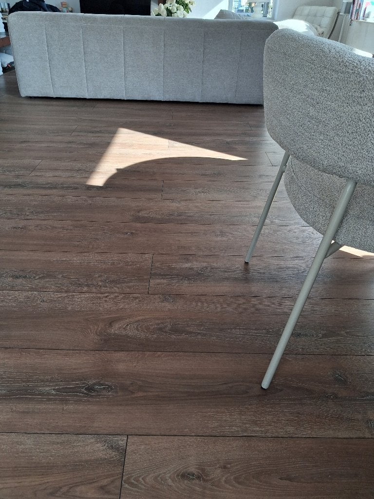 Laminaatvloer Walnoot + ondervloer, Ophalen, Gebruikt, 50 tot 150 cm, 10 m² of meer
