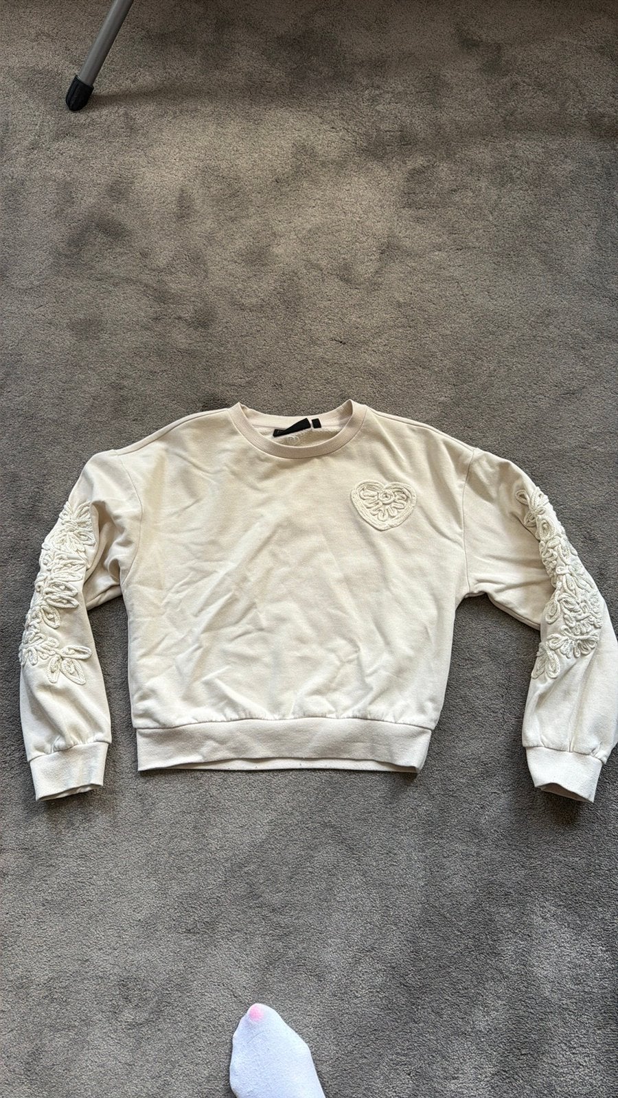 Sweater beige met borduursels mt 164/170 D-Zine, Ophalen of Verzenden, Zo goed als nieuw, Meisje, Trui of Vest