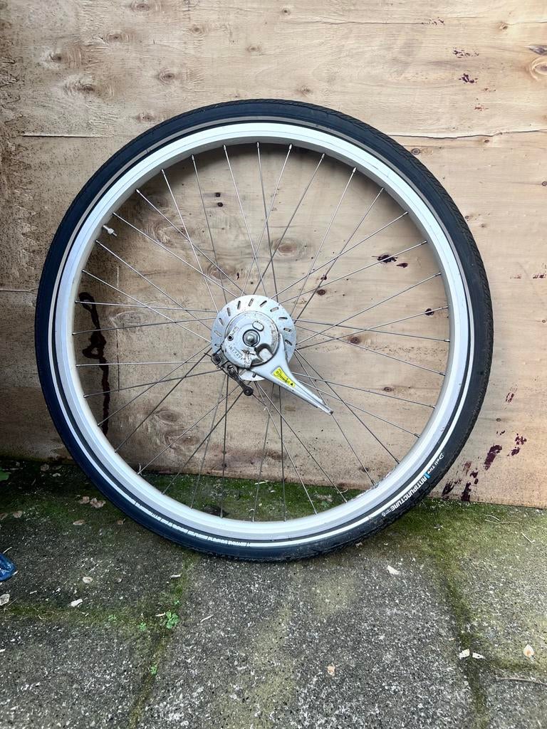 Gazelle voorwiel met Shimano Nexus naafdynamo en rollerbrake, Wiel, Ophalen of Verzenden, Zo goed als nieuw, Aluminium