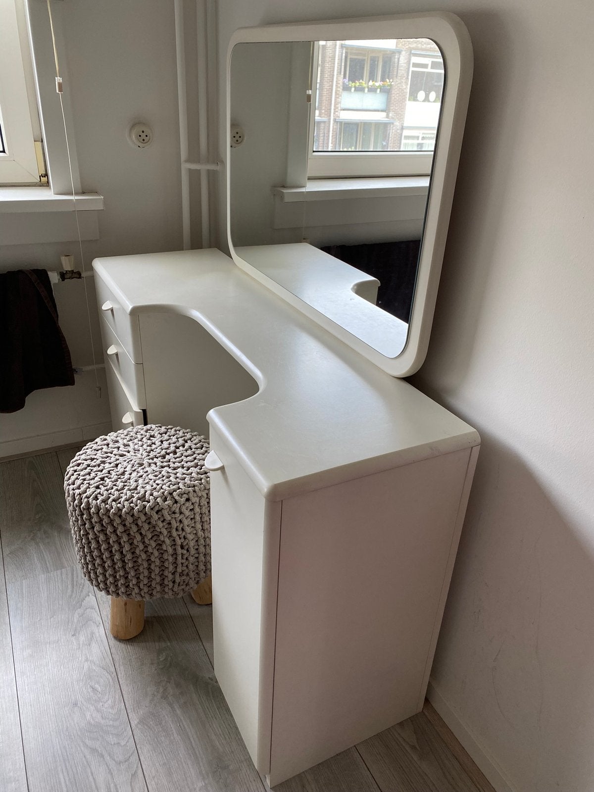 Kaptafelmeubel wit met spiegel en krukje, Huis en Inrichting, Ophalen, Gebruikt