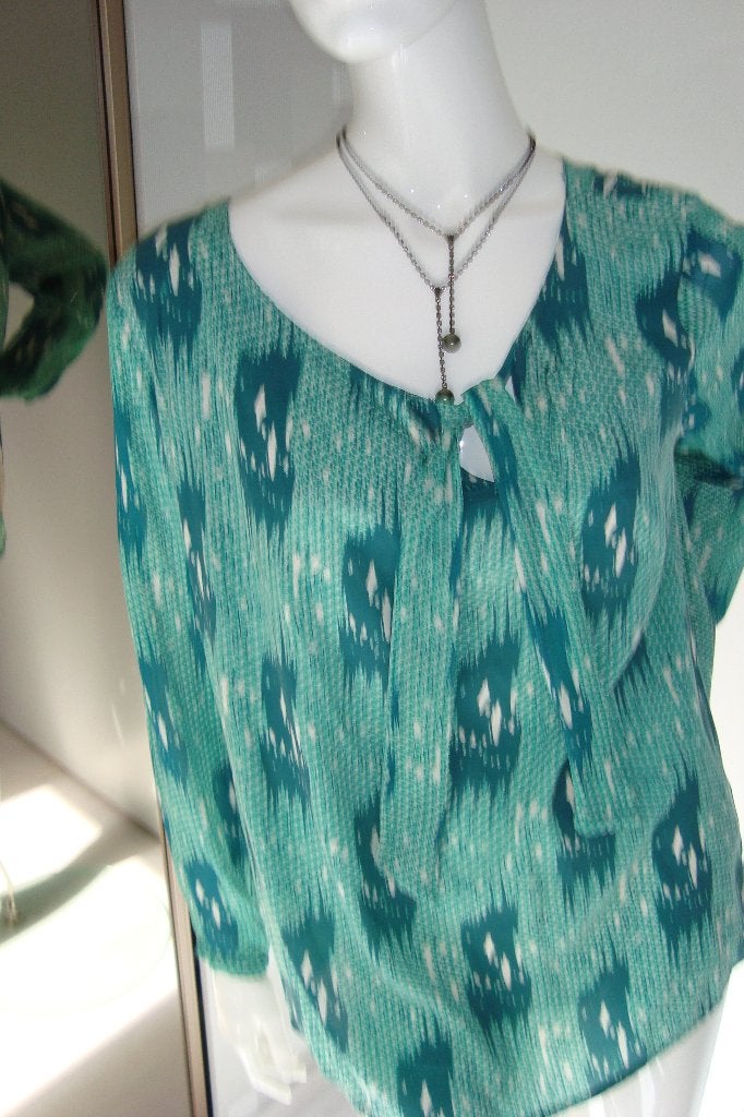 Groene print blouse DIDI 100% viscose mt L, Kleding | Dames, Verzenden, Maat 42/44 (L), Didi, Zo goed als nieuw