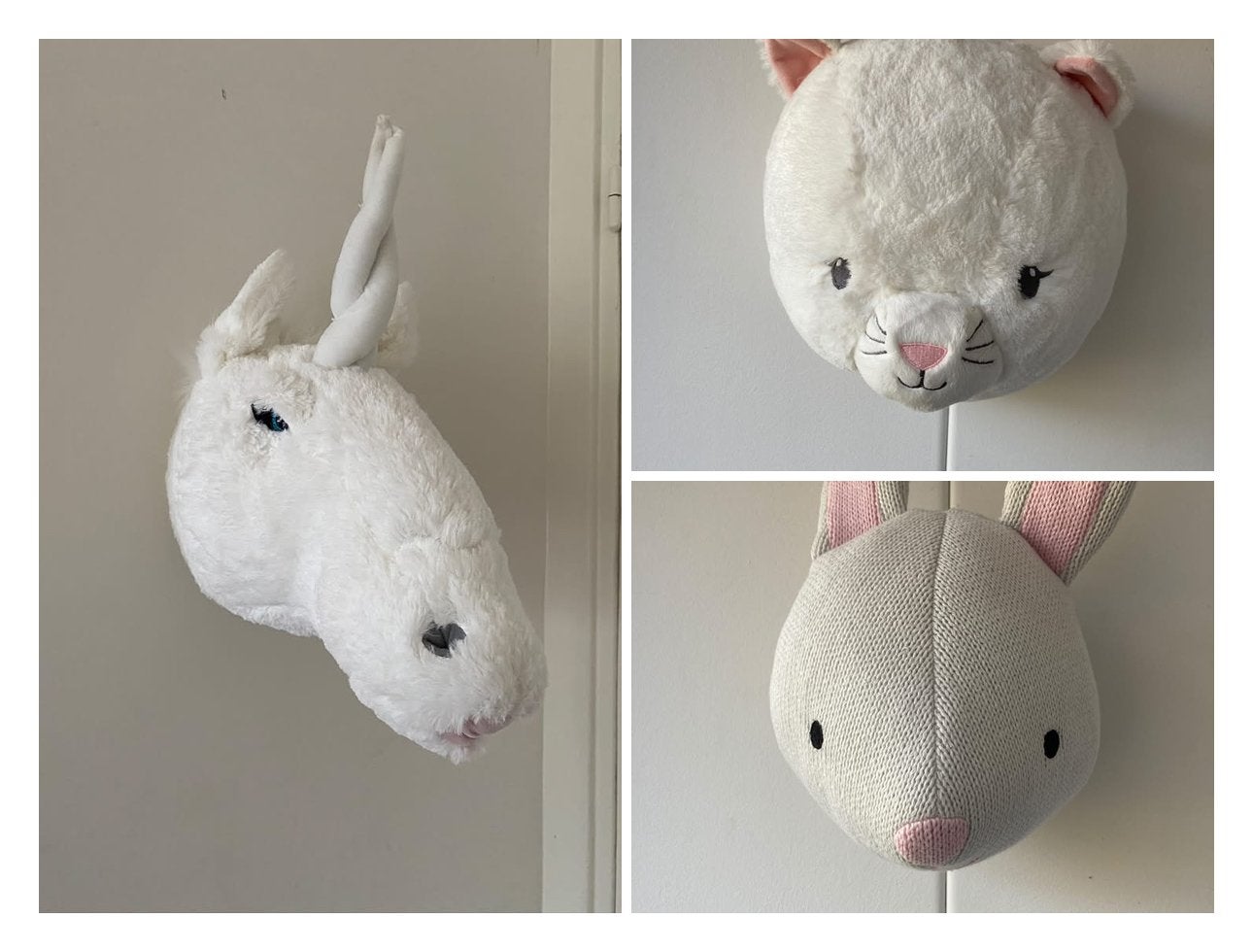 Dierenkop voor aan de muur, Ophalen of Verzenden, Zo goed als nieuw, Wit, Wanddecoratie