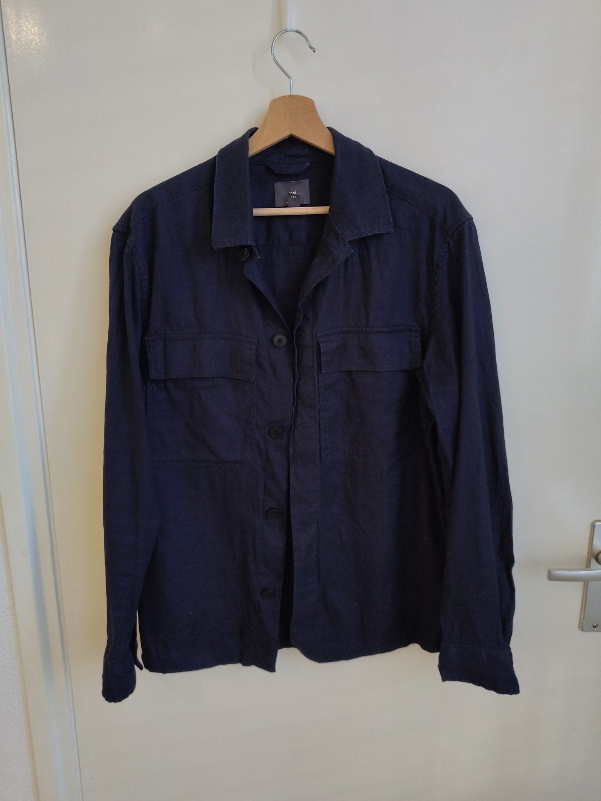 H&M Regular Fit overhemd donkerblauw maat S, Blauw, Halswijdte 38 (S) of kleiner, Ophalen of Verzenden, Zo goed als nieuw