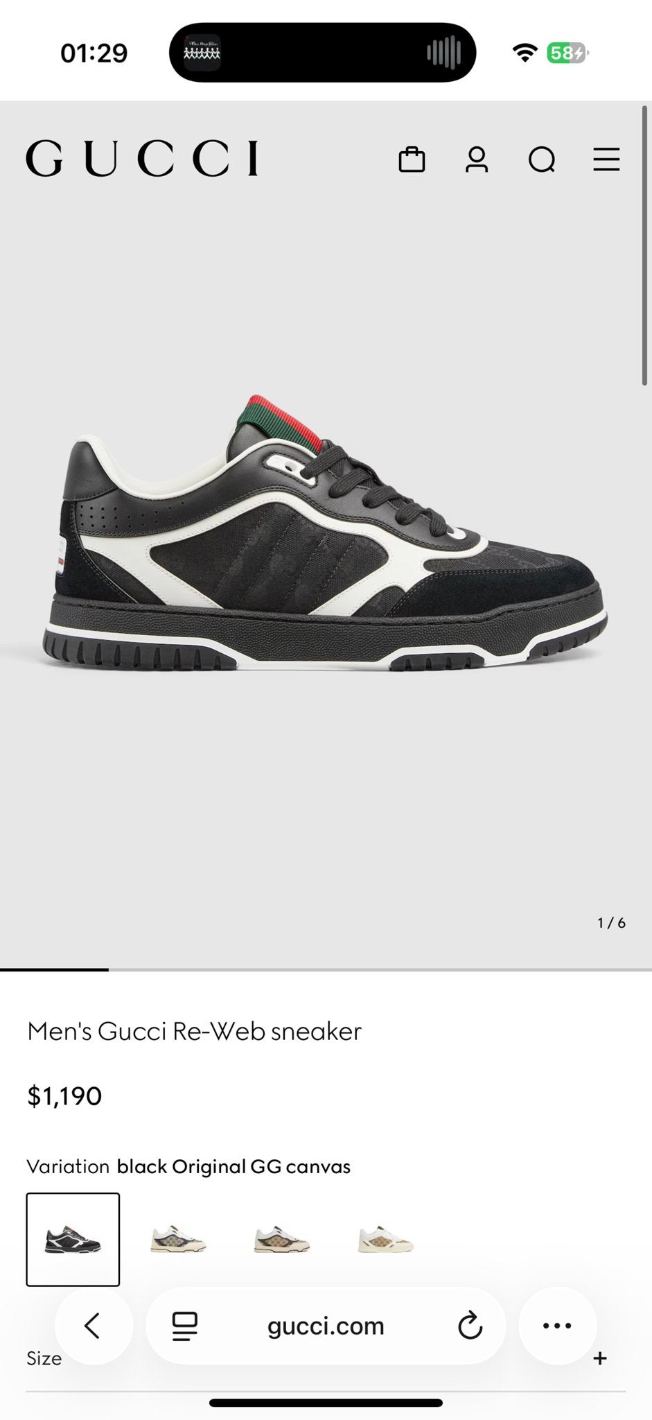 Gucci Web Trainers Maat 46.5 - Nieuw in Doos met Factuur, Ophalen, Nieuw, Zwart, Sneakers of Gympen