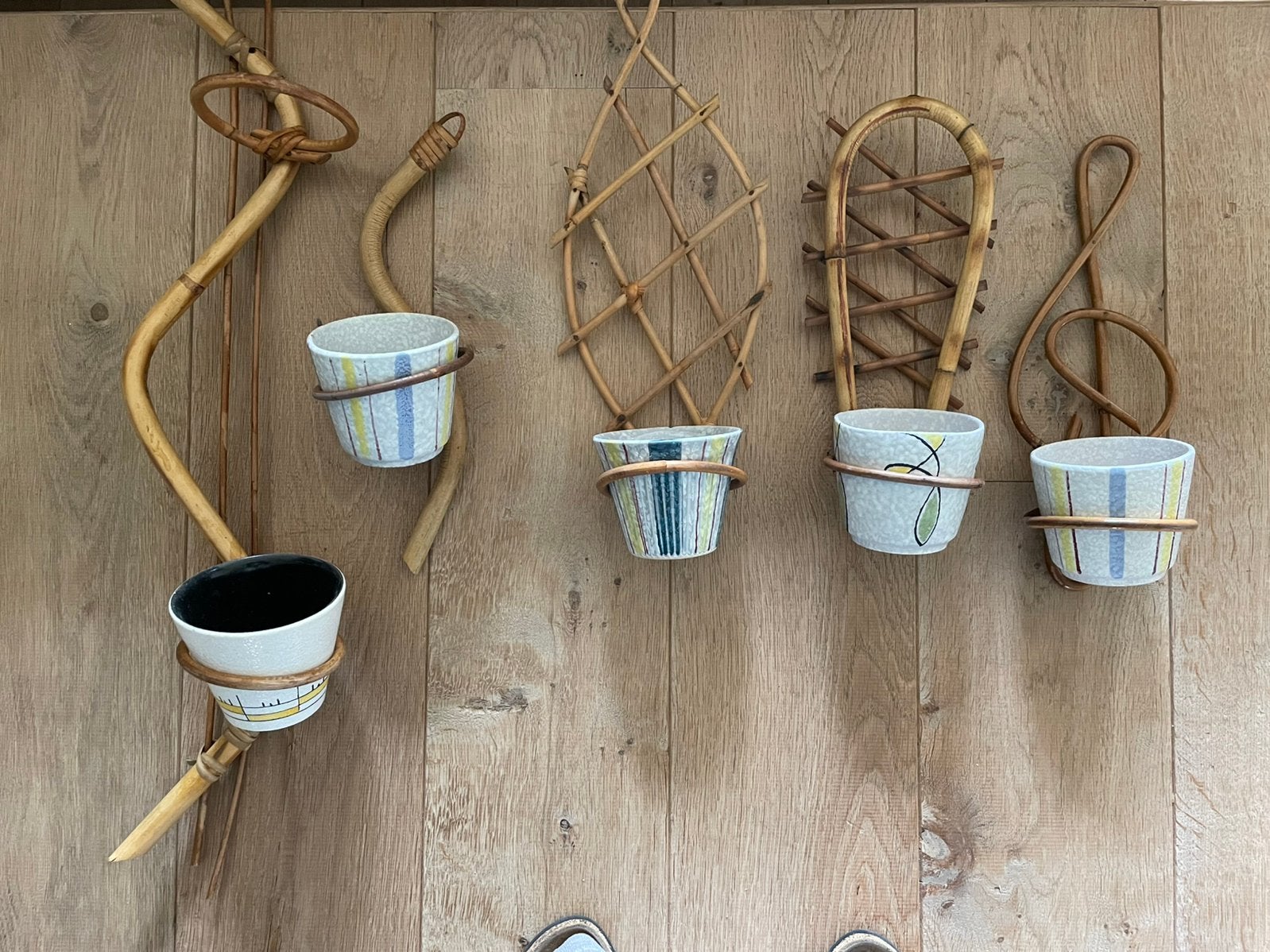Vintage rotan plantenhanger, Ophalen of Verzenden, Huis en Inrichting