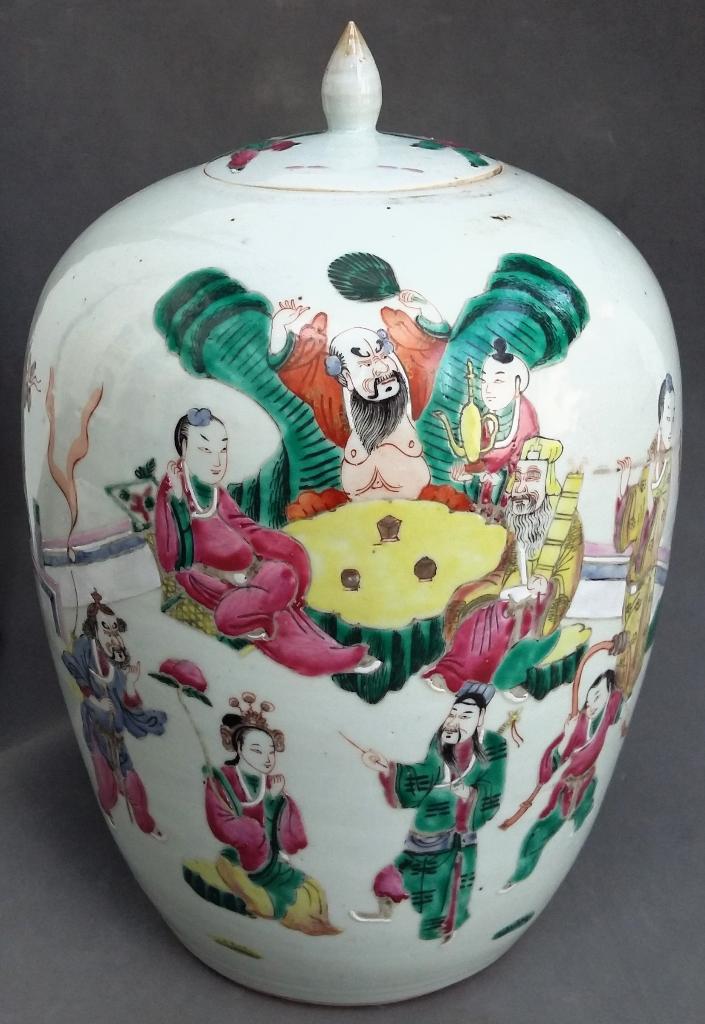 Om 1900 GROTE Famille Rose Chinese Porseleinen Dekselvaas, Antiek en Kunst, Ophalen of Verzenden