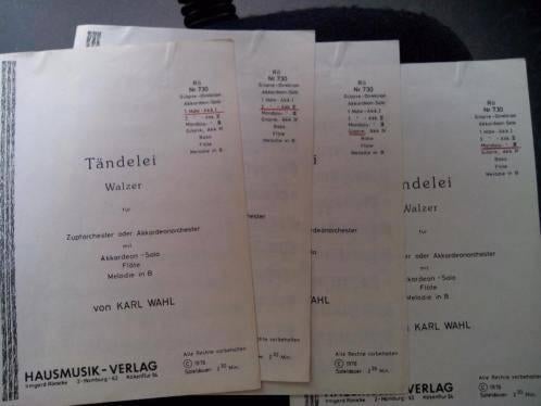 Karl Wahl - Tändelei  Walzer für Zupforchester, Muziek en Instrumenten, Bladmuziek, Gebruikt, Overige genres, Banjo of Mandoline