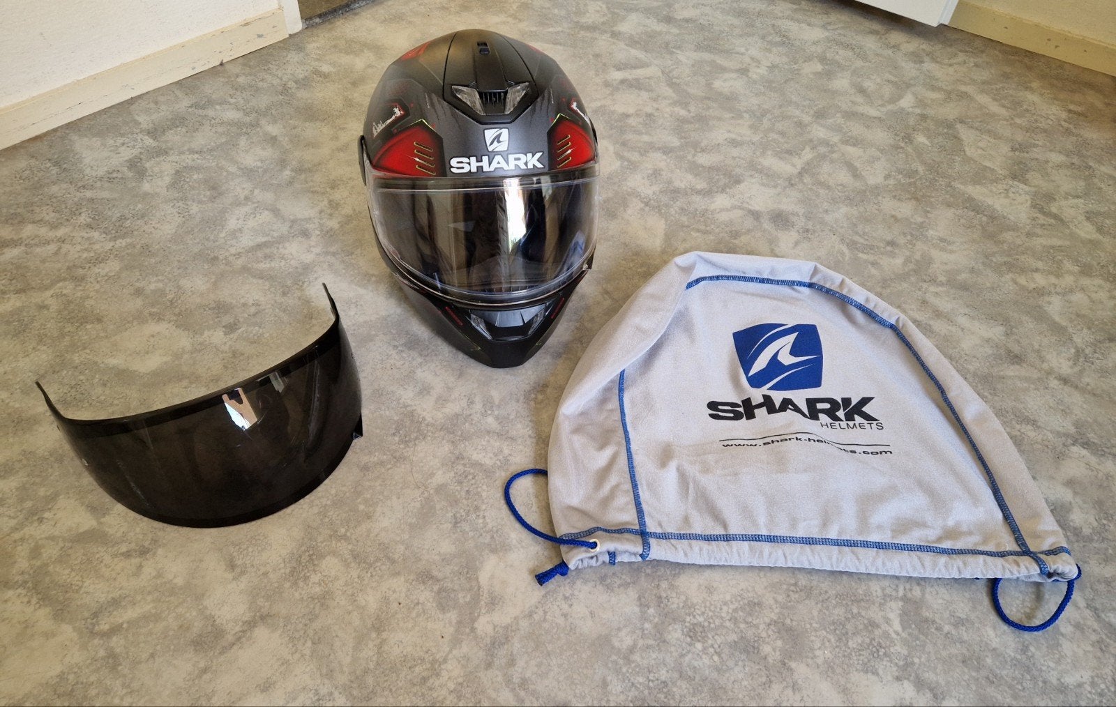 Shark skwall motorhelm S zwart/rood, Dames, Shark, Ophalen of Verzenden, Integraalhelm