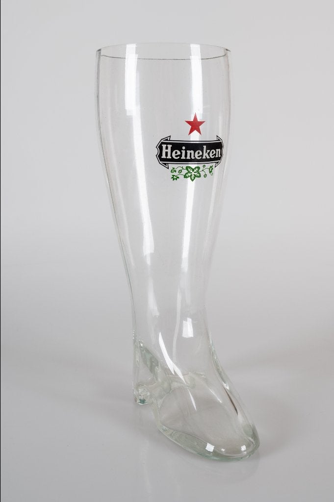 Grote Heineken bier laars, oud logo, Verzamelen, Biermerken, Ophalen of Verzenden, Gebruikt, Glas of Glazen, Heineken