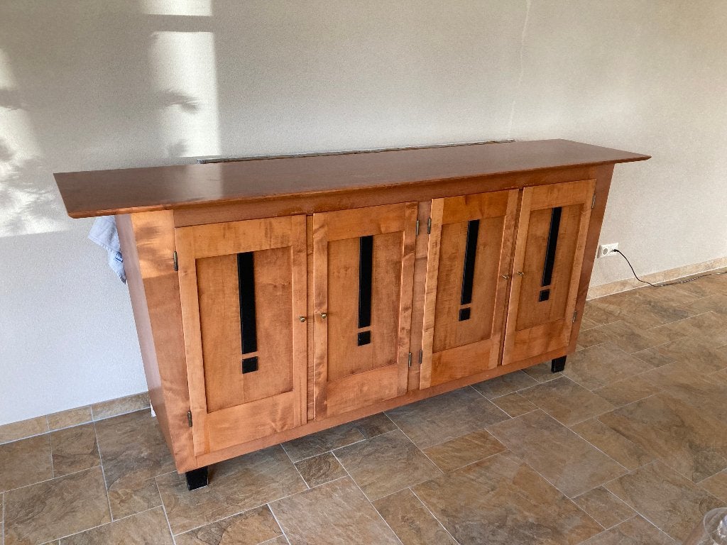 Massief Kersen Dressoir, Gebruikt, Met lade(s), Ophalen of Verzenden, 200 cm of meer
