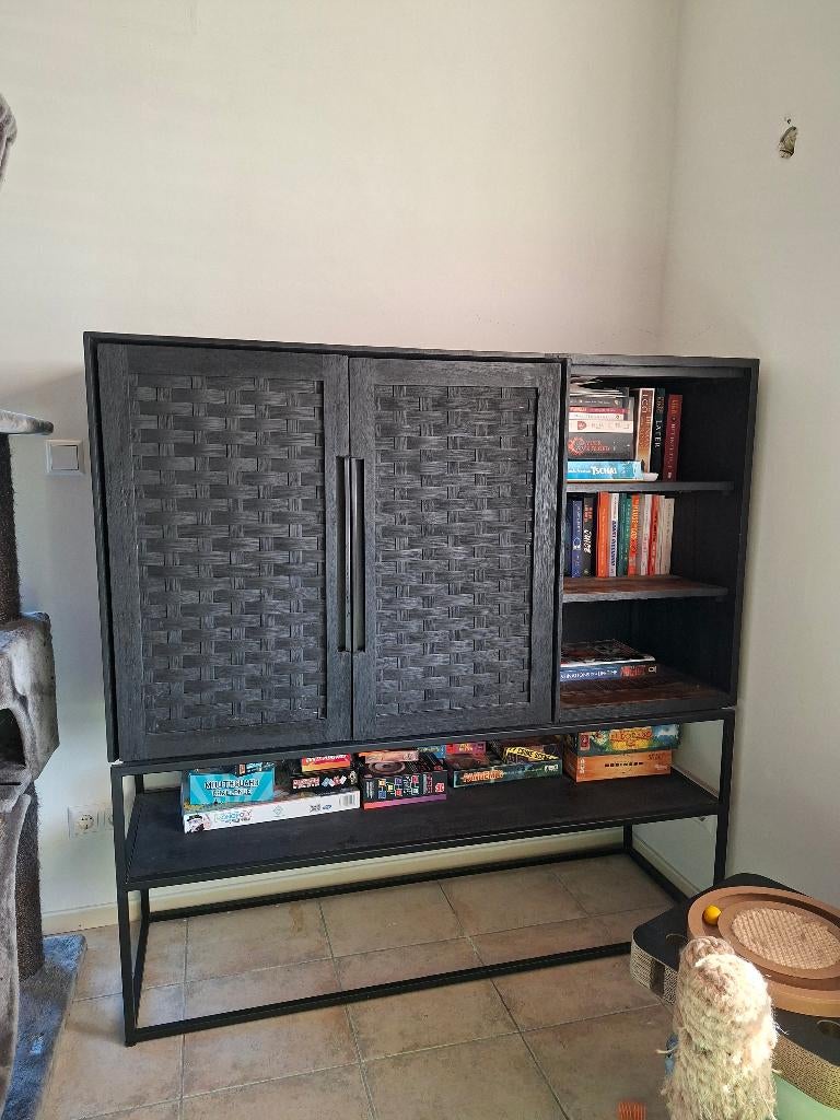 Zwarte kast/dressoir van het merk DBodhi, Huis en Inrichting, Ophalen, 100 tot 150 cm, Teakhout, Modern