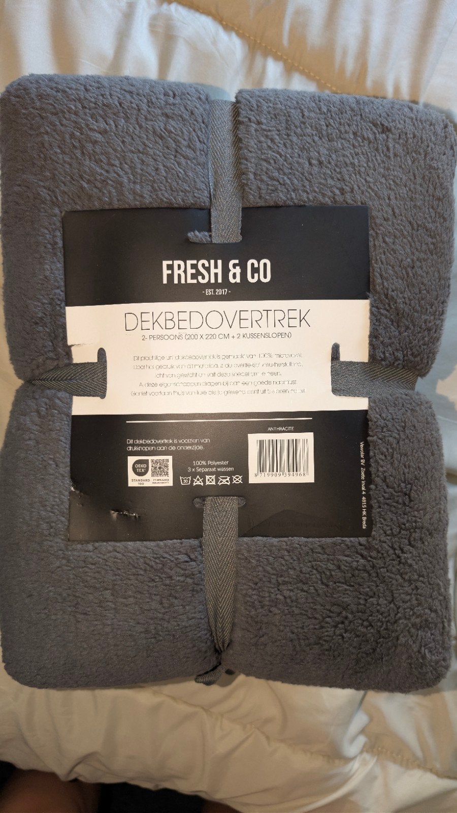 dekbedovertrek incl 200x220, Huis en Inrichting, Slaapkamer | Beddengoed, Ophalen, Dekbedovertrek, Grijs, Nieuw