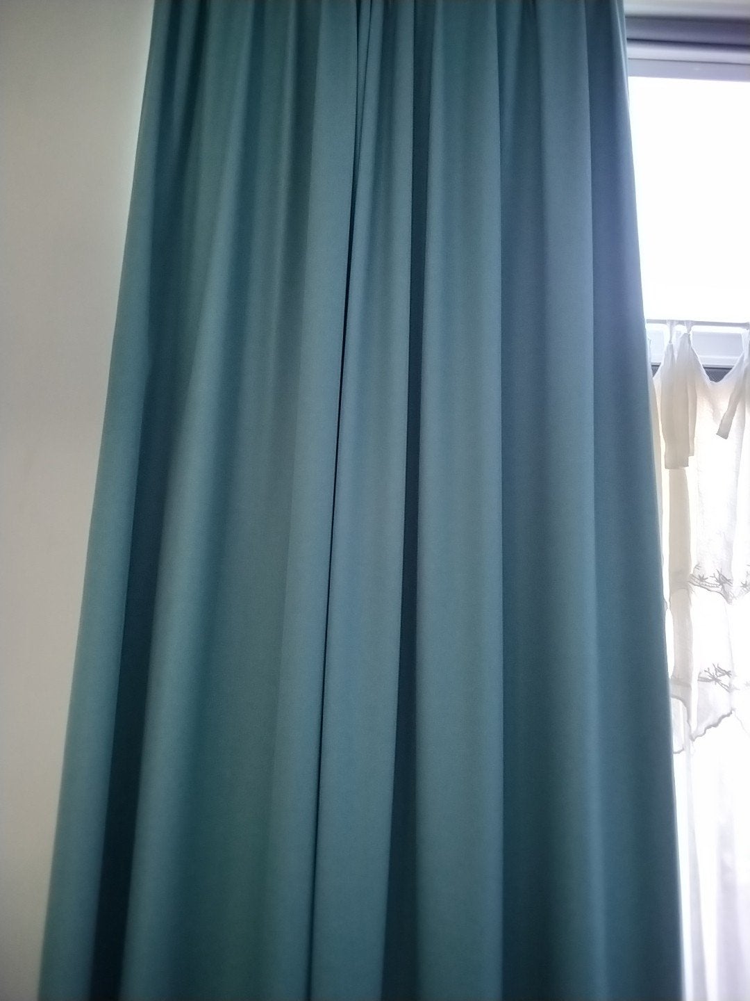 Zo goed als nieuwe blauwe overgordijnen, Huis en Inrichting, Ophalen of Verzenden, Zo goed als nieuw, Blauw, Overgordijn
