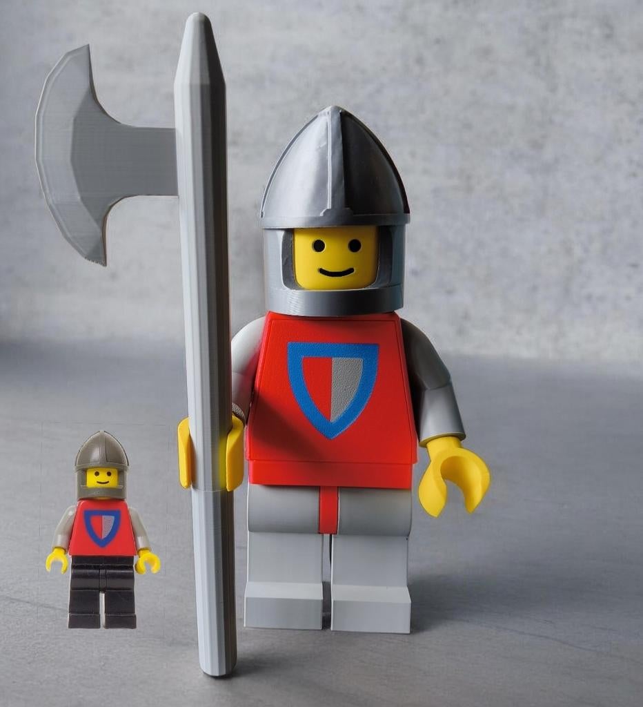 Mega maxi figure van een vintage Red grey brick knight bijl, Ophalen of Verzenden, Nieuw, Castle