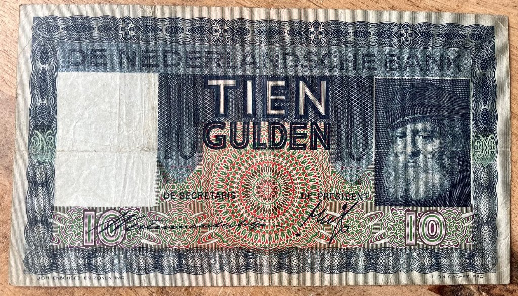 bankbiljet 10 gulden 1937 Grijsaard, Postzegels en Munten, Ophalen, 10 gulden, Los biljet