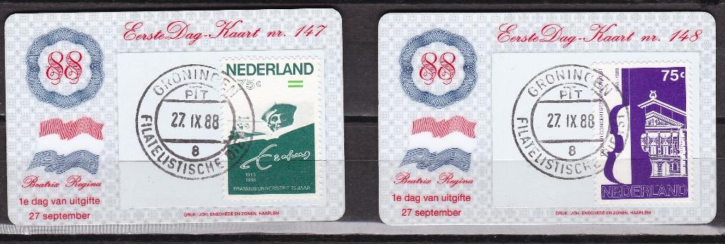 Nederland Eerste Dag Kaartjes EDK nr. 147-148, Postzegels en Munten, Postzegels | Eerstedagenveloppen, Ophalen of Verzenden, Onbeschreven