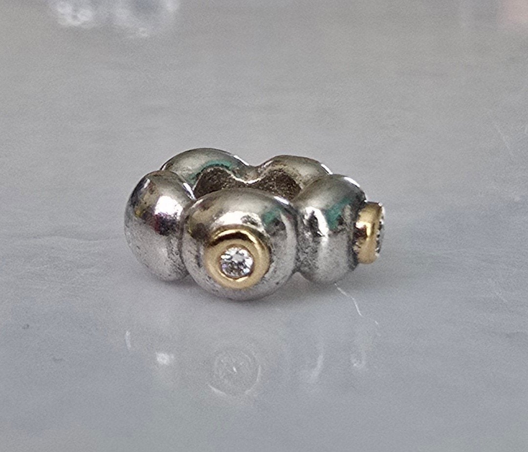 Prachtige originele Pandora bedel zilver met goud en diamant, Ophalen of Verzenden, Zo goed als nieuw, Goud, Pandora
