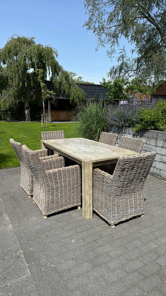 Tuinset rotan, eetkamerset, set met 6 rieten stoelen, Ophalen, Gebruikt, Rotan, 6 zitplaatsen