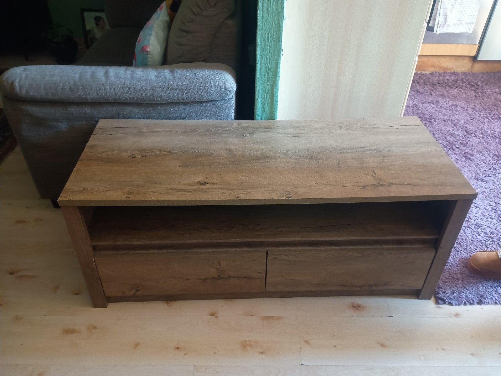 TV-meubel met lades, houtlook, Ophalen, Gebruikt, 100 tot 150 cm, Minder dan 100 cm