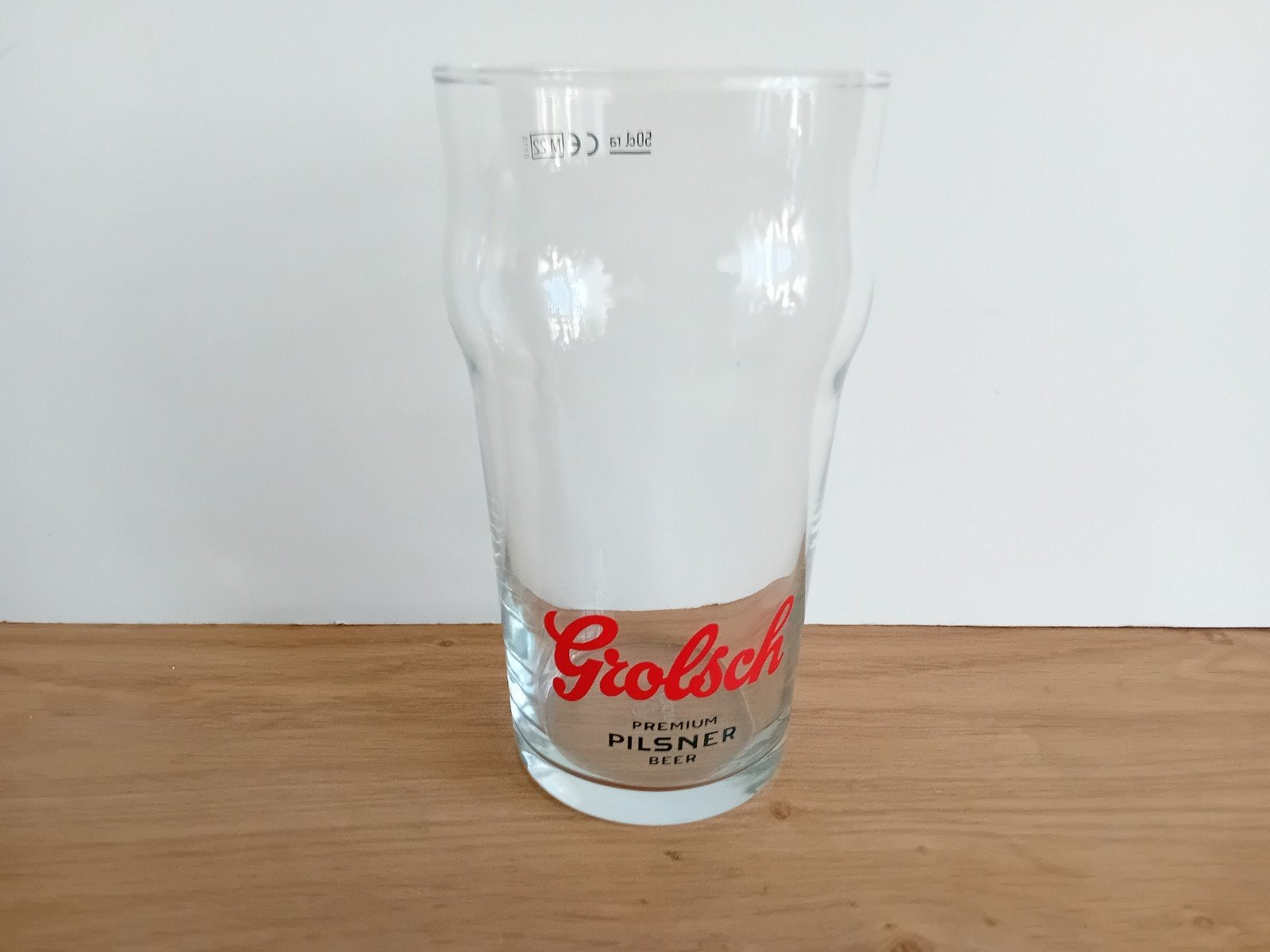 Apart Grolsch premium pilsener beer glas 0.5 liter, Ophalen of Verzenden, Zo goed als nieuw, Glas of Glazen, Grolsch